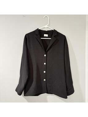 Aritzia Wilfred Black Crepe Overshirt Button Front Oversized Blazer Blouse XXS